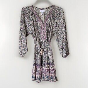Japna Long Sleeve Dress Size Medium Floral New With Tag Tie Waist